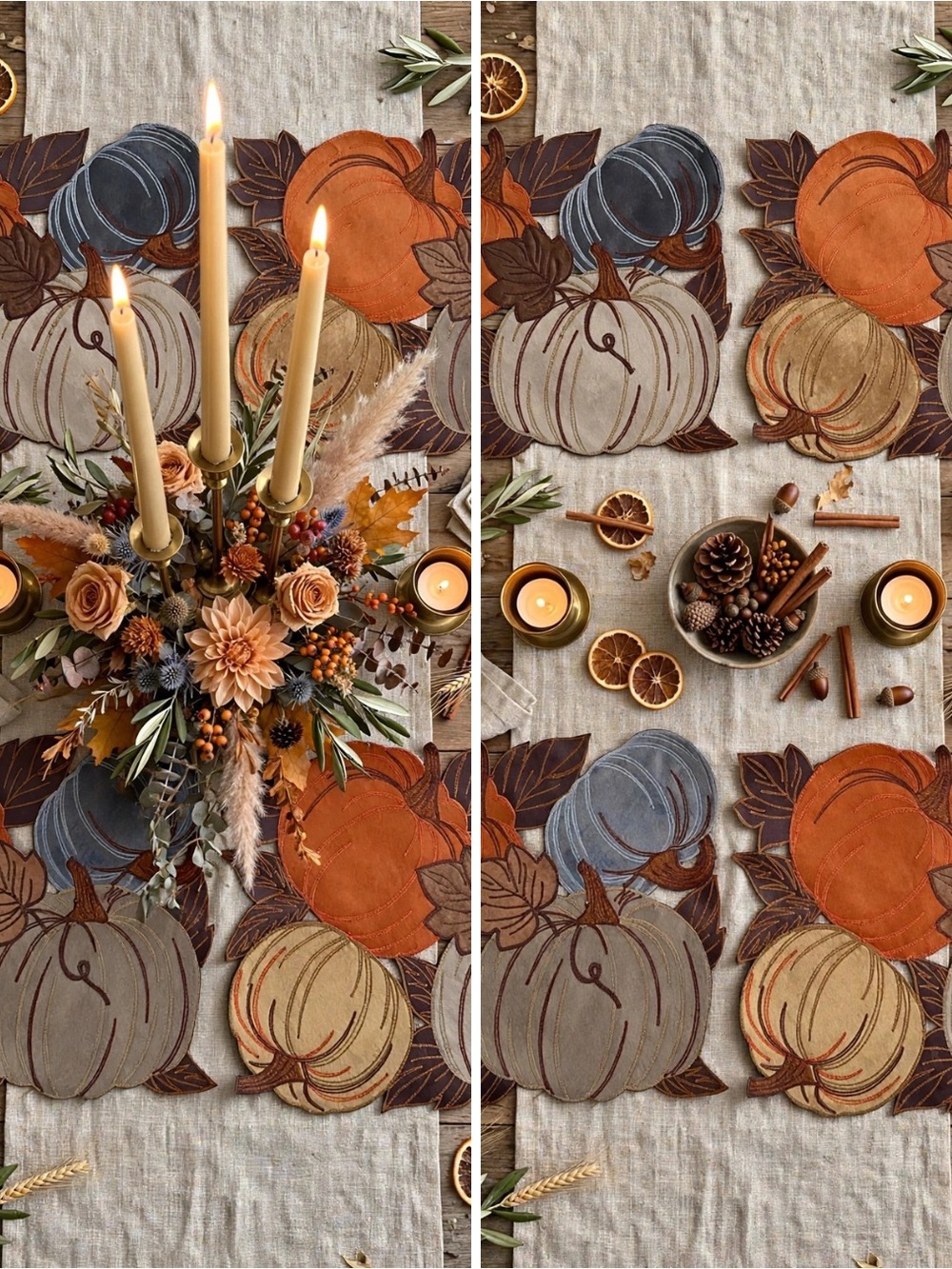 NWT Homewear Set of 4 Die Cut Pumpkin Fall Thanksgiving Placemats 13"x19"